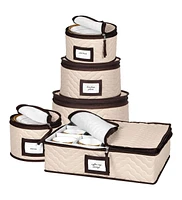 Florida Brands 5-Piece Set China Storage Containers with Dividers - Holds Set of 12 Dinnerware