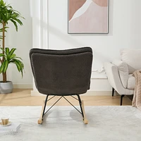 Streamdale Furniture Teddy Fleece Rocking Chair with Ergonomically Curved Backrest