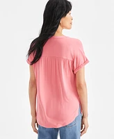 Style & Co Women's Split-Neckline Short-Sleeve Top, Exclusively at Macy's