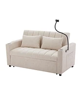 Adjustable Sofa Bed with Usb Ports and Side Pockets