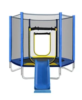 Slickblue 7FT Kids Trampoline with Safety Enclosure Net, Slide & Ladder