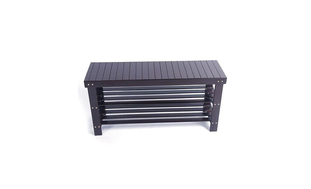 Slickblue Strip Pattern 3-Tier Stool Shoe Rack for Stylish Entryway Storage