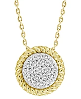 Diamond Rope-Framed Circle Pendant Necklace (1/4 ct. t.w.) in 10k Gold, 16" + 2" extender