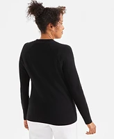 Style & Co Petite Wide V-Neck Long-Sleeve Sweater, Exclusively at Macy's