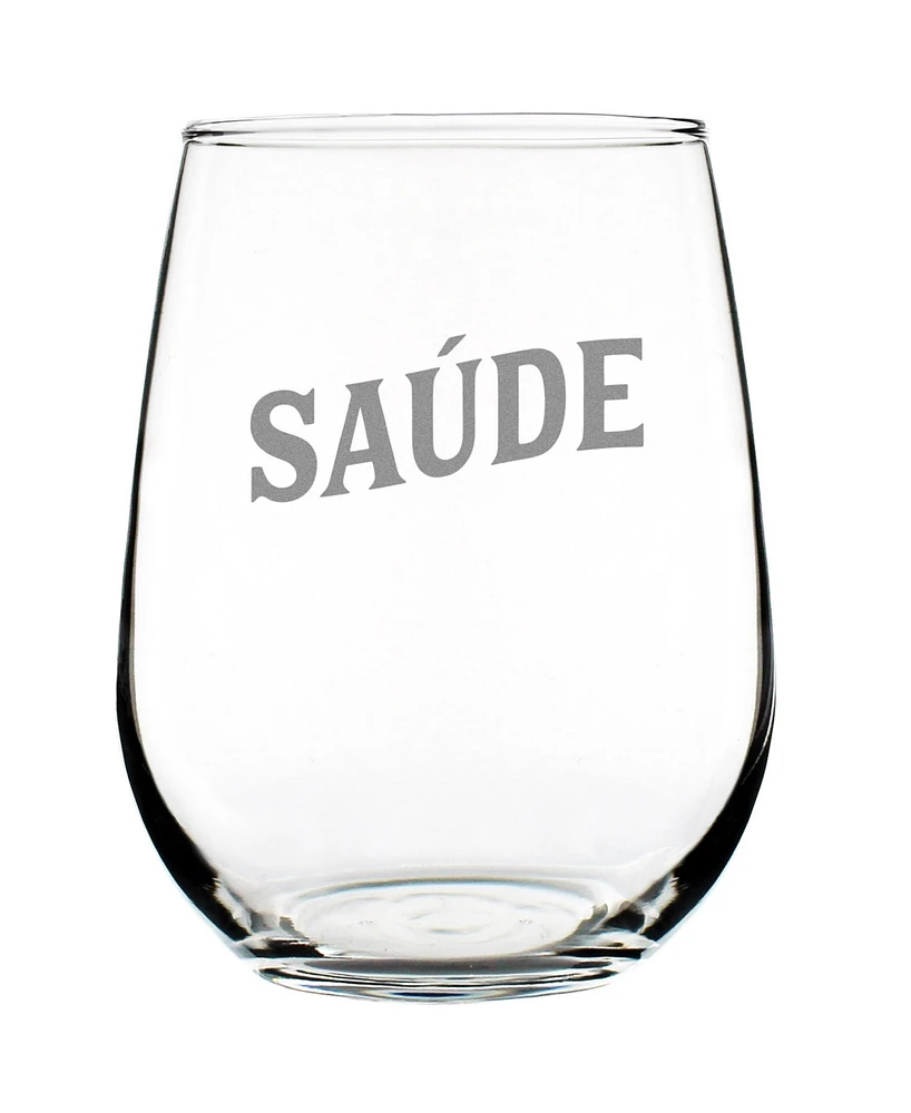 Bevvee Saude Portuguese Cheers - Stemless Wine Glass