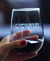 Bevvee L'chaim Hebrew Cheers - Stemless Wine Glass