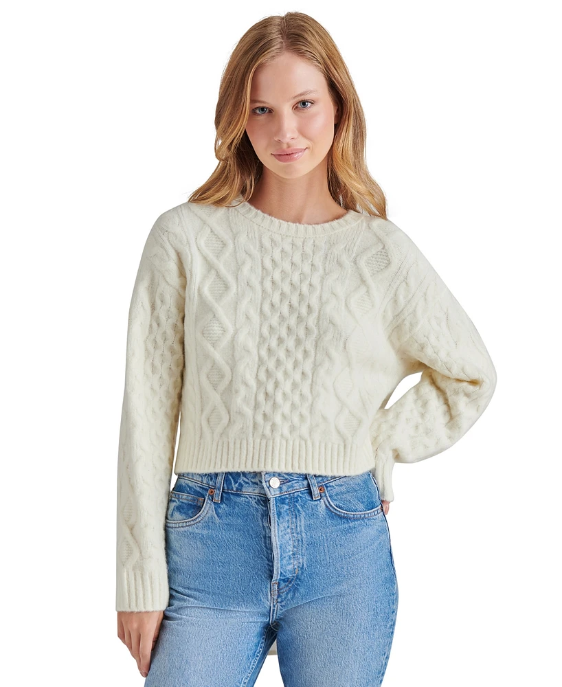 Steve Madden Women's Kessie Cable Knit Tie Back Sweater