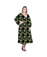 Standards & Practices Women's Floral-Print Sheer Sleeve Midi Dress