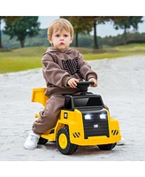 Costway Ride on Dump Truck with One-Button Start Horn Adjustable Dump Bed Treaded Wheels