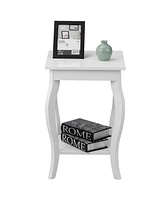 Gymax Accent Side Table Sofa End Table Nigh stand Coffee Table w/ Storage Shelf White