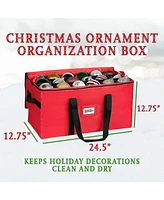 Florida Brands Christmas Storage Box with Adjustable Dividers and Trays - Stores Up to