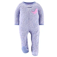 The Peanutshell Baby Girls Dino Footed Sleepers for Girls, 3 Pack
