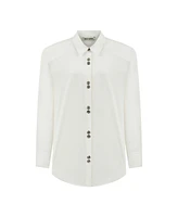 Nocturne Women's Long Sleeve Button- Up Shirt