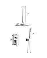 Mondawe 10 Inches Brass Bathroom Shower System Luxury Rain Mixer Shower Combo Set Wall Mounted