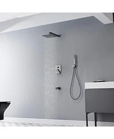 Mondawe Pvd Gun Black Three function Pressure Balance Shower Set with 10 in Shower Head(Valve Included)