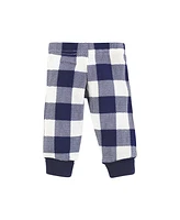 Hudson Baby Baby Boys Thermal Preemie Layette Set 4pc Long Sleeve Outfit, Navy Plaid, Preemie