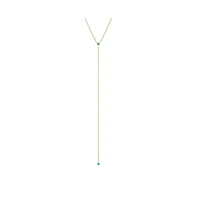 By Adina Eden Turquoise Double Solitaire Bezel Lariat Necklace 14K