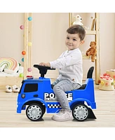 Hongge Mercedes Benz Kids Ride On Push Licensed Police Car-Blue