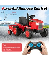 Hongge 12V Kids Ride On Tractor with Trailer and Remote Control