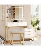 gaomon Makeup Vanity Desk with Mirror and Lights, Vanity Table with 5 Drawers