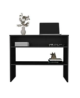 Saxman Library Desk with 2 Shelves and Legs, White