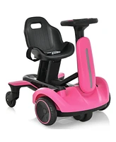 Hongge 6V Kids Ride on Drift Car with 360° Spin and 2 Adjustable Heights-Pink