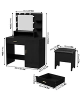 gaomon Vanity Desk, Makeup Vanity Desk with Mirror & Lights-3 Lighting Modes