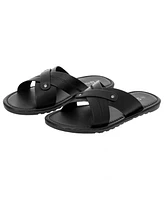 Alpine Swiss Men's Saul Faux Leather Slide Sandals Dressy Indoor Outdoor Shoes