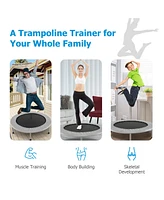 Gymax 38'' Folding Mini Trampoline Fitness Rebounder w/ Safety Pad Silver & Black