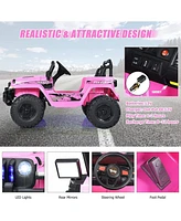 Hongge 12V Kids Ride-on Jeep Car with 2.4 G Remote Control-Pink