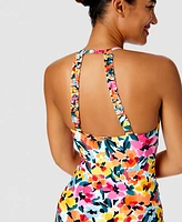 Anne Cole Women's Floral-Print High-Neck One-Piece Swimsuit