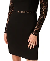 Adrianna by Papell Women's Lace-Trim Long-Sleeve Sheath Dress