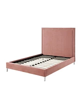 Inspired Home Samuele Velvet Platform Bed Queen Size