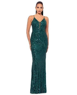 Betsy & Adam Women's Sequin Embellished Sleeveless Gown