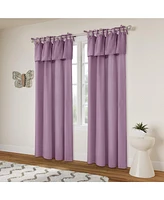 Awesome Home Recycled Cotton Blend Ruffle Tie Top Curtains Pair, Bleached Mauve