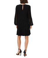 Msk Women's Released-Pleat Long-Sleeve Shift Dress