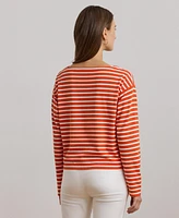 Lauren Ralph Women's Striped Cotton Jersey Boatneck Top