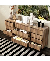 Homsee 70.9" Dresser with 12 Handleless Drawers, Wooden Storage Dresser for Bedroom Living Room