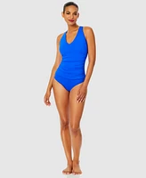 Anne Cole Women's V-Neck Cross-Back One-Piece Swimsuit