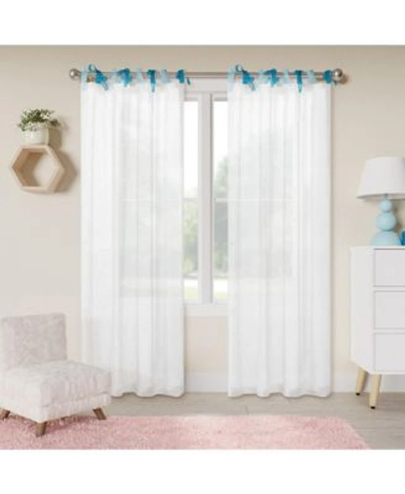 Awesome Home Tabitha Ribbon Multi Color Tie Top Curtains Pair