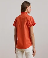 Lauren Ralph Lauren Women's Ruffle-Trim Short-Sleeve Shirt