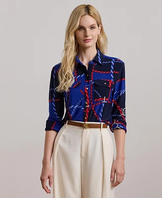 Lauren Ralph Women's Slim-Fit Rope-Print Jersey Shirt