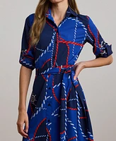 Lauren Ralph Women's Rope-Print Crepe Shirtdress