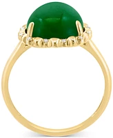 Effy Pear-Shape Dyed Jade (6-1/2 ct. t.w.) & Diamond (1/20 ct. t.w.) Statement Ring in 14k Yellow Gold