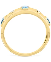 Effy London Blue Topaz (1-1/6 ct. t.w.) & Diamond (1/20 ct. t.w) Band Ring in 14k Yellow Gold