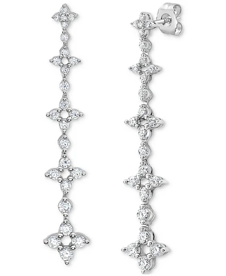 Diamond Linear Drop Earrings (3/4 ct. t.w.) in 10k White Gold