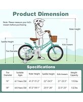 Hongge 16/18 Inch Kids Bike Bicycle with Training Wheels and 2 Brake System Ages 4-8 Years Old