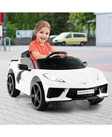 Hongge 12V Electric Kids Ride On Car Licensed Chevrolet Corvette C8 with Remote Control Ages 3+ Years Old-Orange