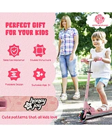 Hongge Folding Kick Scooter with 3 Adjustable Heights for Kids-Pink