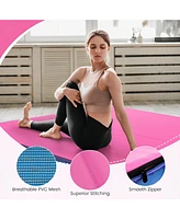 Skonyon 4ft x 4ft x 4in Bi-Folding Gymnastic Tumbling Mat with Handles and Cover-Pink